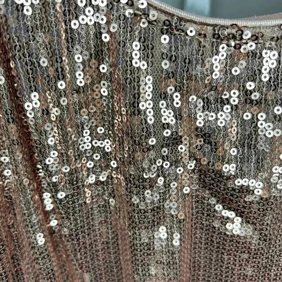 2/$30 Forever 21 Size Medium Sequin Rose Gold Strappy Mini Dress Sparkly - Picture 6 of 10